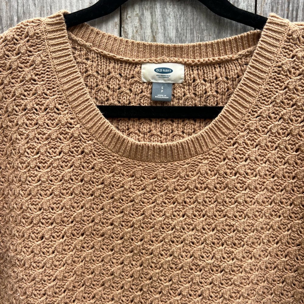Old Navy Scoop Dark Sand High Low Hem Sweater Small - Picture 3 of 8